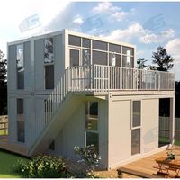 BOX SPACE Conteneur plat préfabriqué, maison modulaire pour usage hôtelier, 3 chambres, design industriel, certifié CE, durée de vie de 15 à 20 ans