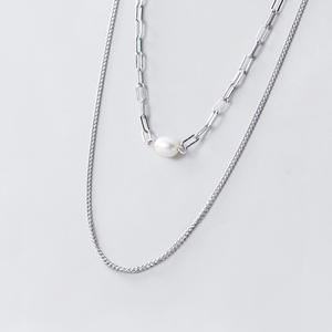 Collier en argent S925 pour femmes, version coréenne, fraîcheur tentante, chaîne de perles simple et fraîche avec personnalité, chaîne de clavicule D9110 - Product Image 5