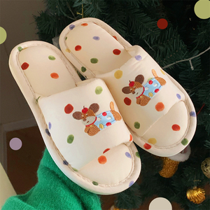 XIXITIAO señoras interior Lino interior casa felpa algodón Niña animal cachorro casa zapatillas para mujer - Product Image 1