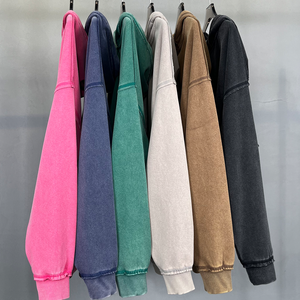 Nueva cremallera lavada con ácido, piedra lavada, bordes dispersos, Sudadera con capucha vintage lavada, Sudadera con capucha de peso pesado 450 GSM para hombres - Product Image 1