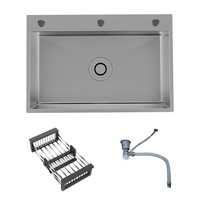 Évier de cuisine commercial Vbosr moderne fait main en acier inoxydable 304 noir, à montage sous plan, à cuve unique, étanche, avec accessoires