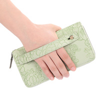 Dompet Wanita PU Bermotif Bunga Vintage, Dompet Multi Kartu, Dompet Clutch, Tempat Kartu, Organizer, Dompet Wanita dengan Tali Pergelangan Tangan