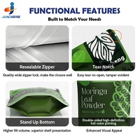 Sachets personnalisés de qualité alimentaire pour poudre de Moringa, compléments alimentaires à base de plantes, emballage de sachets refermables en plastique avec logo