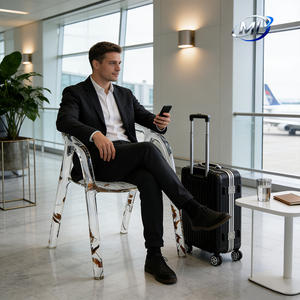 Italian-style Light Luxury Modern Minimalist Resin Transparent Epoxy Leaf Water Drop Design Cross Back Durable Leisure <b>Chair</b> - Product Image 4