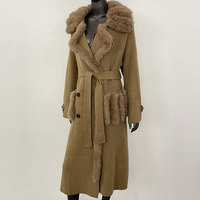 À la mode dames décontracté laine tricoté longue fourrure de renard Cardigan femmes manteau avec vraie fourrure coupe plat tricoté Technique chandails