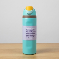Bouteille d'eau sport isotherme en acier inoxydable de 19 oz, couleur turquoise, avec paille intégrée, poignée et bouchon à bec verseur, pour le cyclisme et les voyages