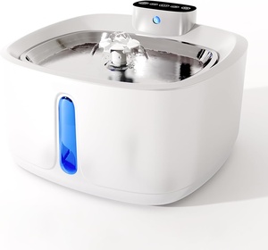 Fontaine à eau sans fil pour animaux de compagnie en acier inoxydable 89 oz/2,6 L, détection de mouvement, pompe intelligente ultra-silencieuse, distributeur d'eau automatique pour chat - Product Image 1