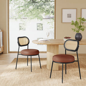 <span class=keywords><strong>VASAGLE</strong></span> <span class=keywords><strong>Chaises</strong></span> de cuisine en rotin avec structure en métal et assise rembourrée Lot de 2 <span class=keywords><strong>chaises</strong></span> de salle à manger en similicuir - Product Image 1