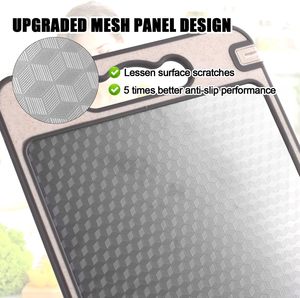 Planche à découper carrée double face en paille de blé écologique avec surface de décongélation en acier inoxydable et aiguiseur intégré - Product Image 4