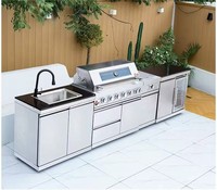 Barbecue à gaz modulaire flexible avec allumage électronique par impulsion, facilement assemblable, station de cuisson pour îlot de cuisine extérieur, idéal pour les barbecues en plein air
