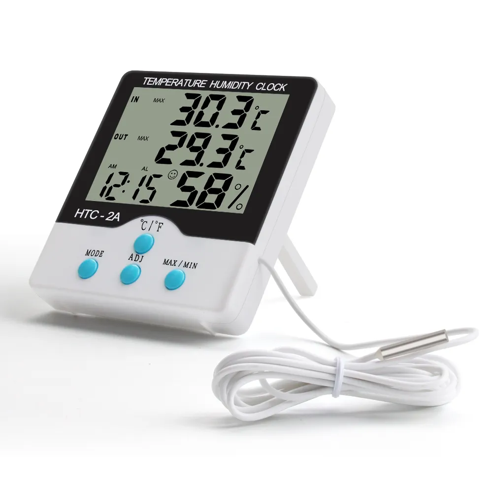 HTC-2A Huishoudelijke Digitale Thermometer Hygrometer Wekker Outdoor/ Indoor Temperatuur-vochtigheidsmeter