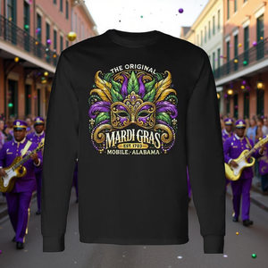 Le t-shirt original à manches longues du Mardi Gras Mobile Alabama Est 1703 - Product Image 3
