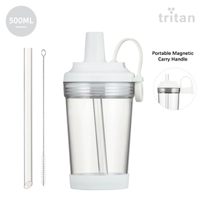 Nueva Botella de Agua BOBA de Tritán de 500ml con Pajita y Agujero Grande para Té de Burbujas, Asa Magnética Portátil - Product Image 5