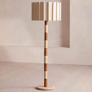 Minimalist Floor <b>Lamp</b> With Pleated Fabric Shade Led Light Source E27 Base For Hotel Rooms And <b>Studies</b> - Product Image 3