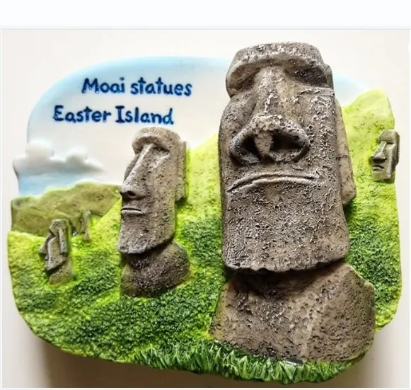 เรซิ่น 3D เกาะอีสเตอร์ Moai รูปปั้นตู้เย็นแม่เหล็กสติกเกอร์