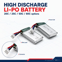 Batterie lithium-ion en pochette OEM à décharge élevée 3.7V 7.4V 220mAh 200mAh 25C 50C 80C pour voitures RC, drones et hélicoptères