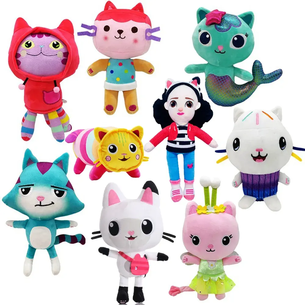 Chaude Gabby Dollhouse En Peluche Mercat Dessin Animé Animaux En Peluche Souriant Chat Voiture Chat Câlin Gaby Fille Poupées Enfants Cadeaux D'anniversaire