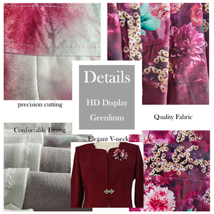 Elegante Vestido Casual de Oficina Color Borgoña para Mujer, Talla Grande, Largo hasta la Rodilla, con Corsage de Flores - Product Image 6