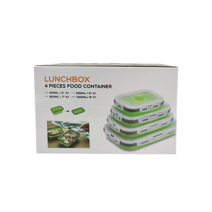 Lunchbox 4 Pieces Food Container 350Ml 500Ml 800Ml 1200Ml Foldable Rectangle With Plastic Lid For Student Travel Outdoor - Product Image 1