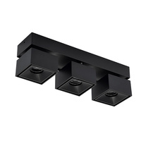 Downlight LED rotatif réglable à trois têtes Spot pliant moderne en aluminium Plafonnier noir pour scène de performance