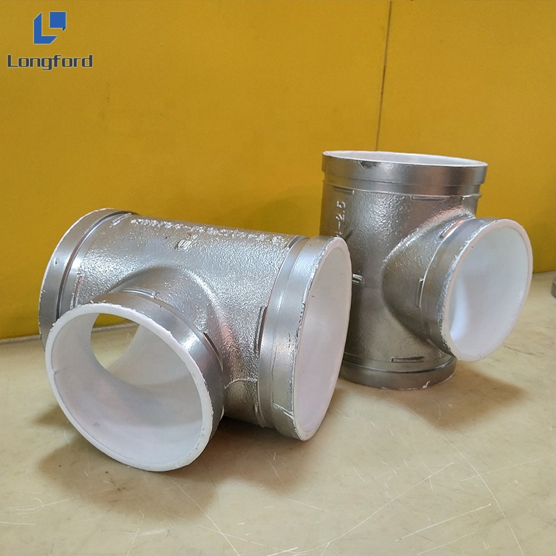 48mm 3 Way cast iron tee Pipe Fittings DN40 pipe clamp 3/4 1''hot dip galvanized three socket steel pipe fitting NPT BSP