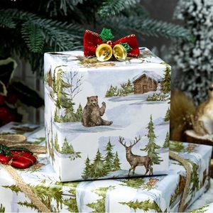 MAYPLUSS Christmas Wrapping Paper 17 In X 33 Feet Watercolor Deer Bear Cabin Design Eco-Friendly Gift <b>Wrap</b> - Product Image 6