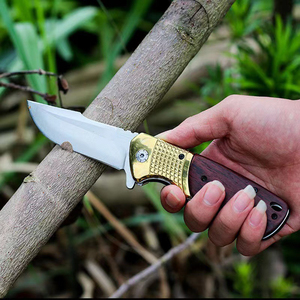 Coltello Pieghevole Portatile da Esterno in Acciaio Inossidabile con Manico in Legno, Coltelli Tascabili da Caccia Tattici in Stock - Product Image 4