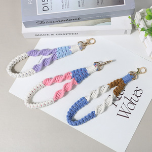 Boho Amigurumi Crochet Keychain Cute Hand Wrist Strap <b>Lanyard</b> <b>Key</b> Chain Colorful Woven Cotton Rope Phone Charms Bag Accessories - Product Image 4