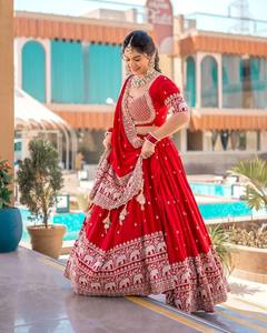 Cổ Cô Gái mới truyền thống mùa hè hoàn toàn khâu lehenga unstitched choli dupatta mảnh vải lụa navratri bên đặc biệt - Product Image 2