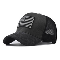 Casquettes de baseball non structurées en maille Oxford à broderie 3D en relief drapeau USA – 100 % coton doux – Vente en gros