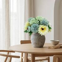 Bouquet de fleurs artificielles en soie Japandi couleur terre cuite, 22 cm, longue durée, toucher réel, centre de table, décoration de mariage, style bohème, floral d'automne