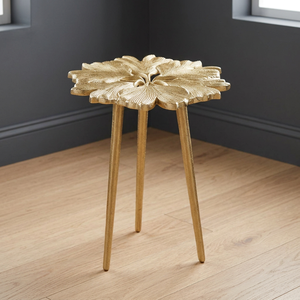 Modern Haven CoGold Aluminum Rectangular Side <b>Table</b> Flower Design Contemporary Home Furniture Living Room Decor Durable Finish - Product Image 6