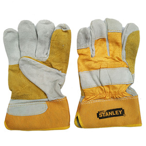 Gants de soudage Stanley, paume en cuir de vache, dos en tissu jaune, résistants aux hautes températures, pour l'industrie de la soudure - Product Image 1