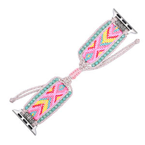 Diseño creativo Nylon tejido <span class=keywords><strong>iwatch</strong></span> Samsung/FitbitSmart Watch Band BOHO Crystal pulsera de una sola capa reloj inteligente al por mayor - Product Image 6