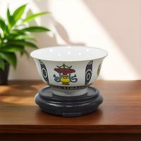 Bol en céramique 2026 Nouveauté Huit Trésors Perles Neuf Yeux Bol à riz/soupe 45 pouces sur pied haut Vaisselle culturelle tibétaine Compatible micro-ondes
