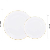 Assiettes jetables en plastique blanc robustes pour fêtes de Noël et mariages, 7,5/10,25 pouces, pour dîner, dessert et salade, 100 % biodégradables