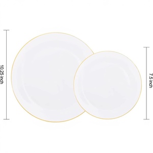 Assiettes jetables en plastique blanc robustes pour fêtes <span class=keywords><strong>de</strong></span> Noël et mariages, 7,5/10,25 pouces, pour dîner, dessert et salade, 100 % biodégradables - Product Image 5