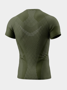 T-shirt de sport à manches courtes pour homme, texture nid d'abeille, compression, haute élasticité, séchage rapide, respirant, anti-transpiration - Product Image 6