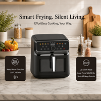 Friteuse à air électrique intelligente avec écran tactile, 8 menus prédéfinis, mode maintien au chaud, mode dégivrage, silencieuse, grande capacité 10L, certifiée CE, pour la cuisine
