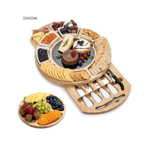Bamboo Cheese Board <b>Set</b> With Drawers 39x33x5cm Multifunctional Cutting Board For Party Serving - Product Image 5