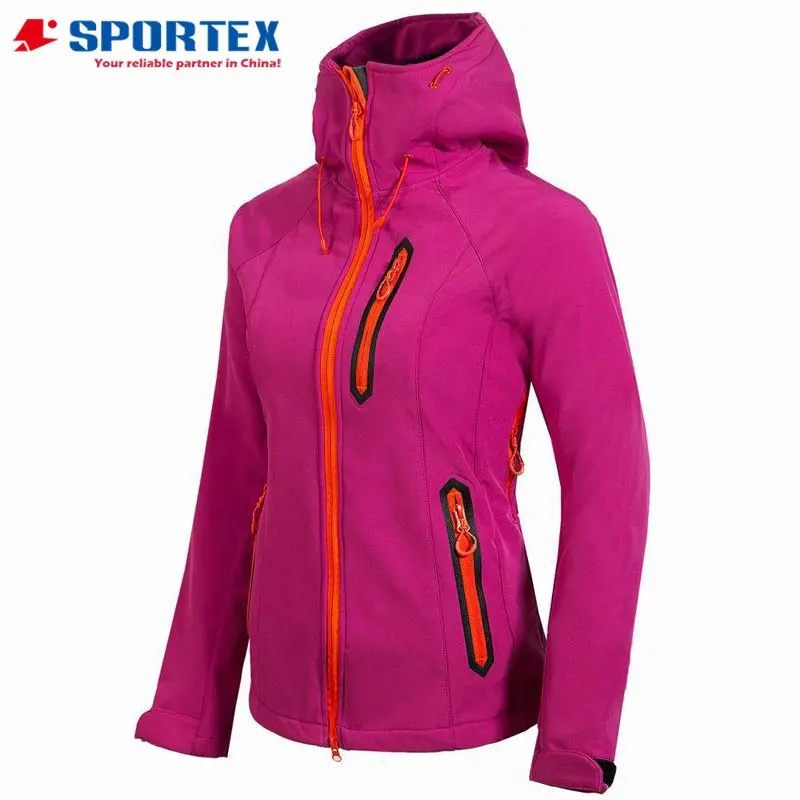 Giacca Softshell da donna traspirante impermeabile antivento all'ingrosso, giacca soft shell da donna, giacca da esterno per donna