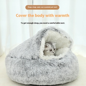 Modern <strong>Four</strong> <strong>Seasons</strong> Warm Plush Semi-Closed Shell Pet's Nest Soft Windproof Cat Dog's Bed Nest Pad Home <strong>Decorative</strong> Object - Product Image 3