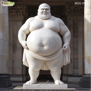 Statua in marmo <span class=keywords><strong>di</strong></span> un uomo grasso e allegro, scolpita a mano, per decorare il giardino o la casa - Product Image 3