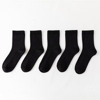 Vente en gros échantillon uniforme coloré chaussettes Elite en coton fin uni blanc gris noir côtelé en coton chaussettes d'équipage d'affaires chaussettes pour hommes
