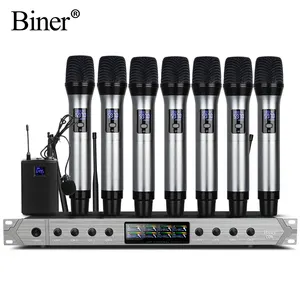 Biner D28 Professional 8 channels Handheld UHF Wireless Microphone Lavalier Mics System