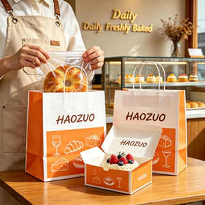One-stop Customized Logo Disposable Oil-proof Bakery Packaging Solution Eco-Friendly Kraft Paper <b>Bag</b> for Cookies Dessert Bread - Product Image 2