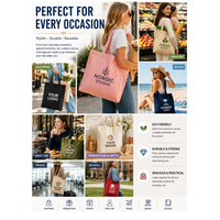 Sac fourre-tout en toile écologique avec logo imprimé personnalisé, réutilisable, pliable, recyclé, pour le shopping, le travail ou les voyages
