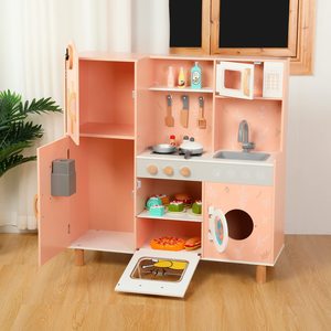 Juego <span class=keywords><strong>de</strong></span> Cocina <span class=keywords><strong>de</strong></span> Madera Seguro para <span class=keywords><strong>Niñas</strong></span> con Simulación <span class=keywords><strong>de</strong></span> Roles Incluyendo Refrigerador y Utensilios <span class=keywords><strong>de</strong></span> Cocina - Product Image 4