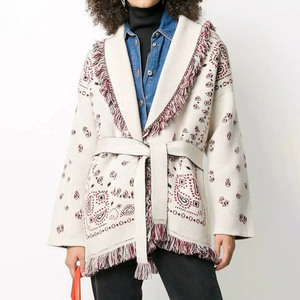 Nuova tendenza fatta a mano cappotto di <span class=keywords><strong>lana</strong></span> con cintura nappa Jacquard <span class=keywords><strong>Cardigan</strong></span> maglione lavorato a maglia Casual da <span class=keywords><strong>donna</strong></span> - Product Image 2