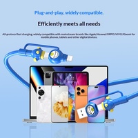 Câble de charge super rapide 4-en-1 Source Factory Blue Fat Man 100W avec connecteurs USB-A et Type-C